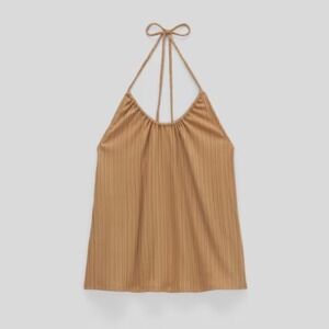Everlane The Rib Soft‎ Knit Halter Top Tan size Large NEW